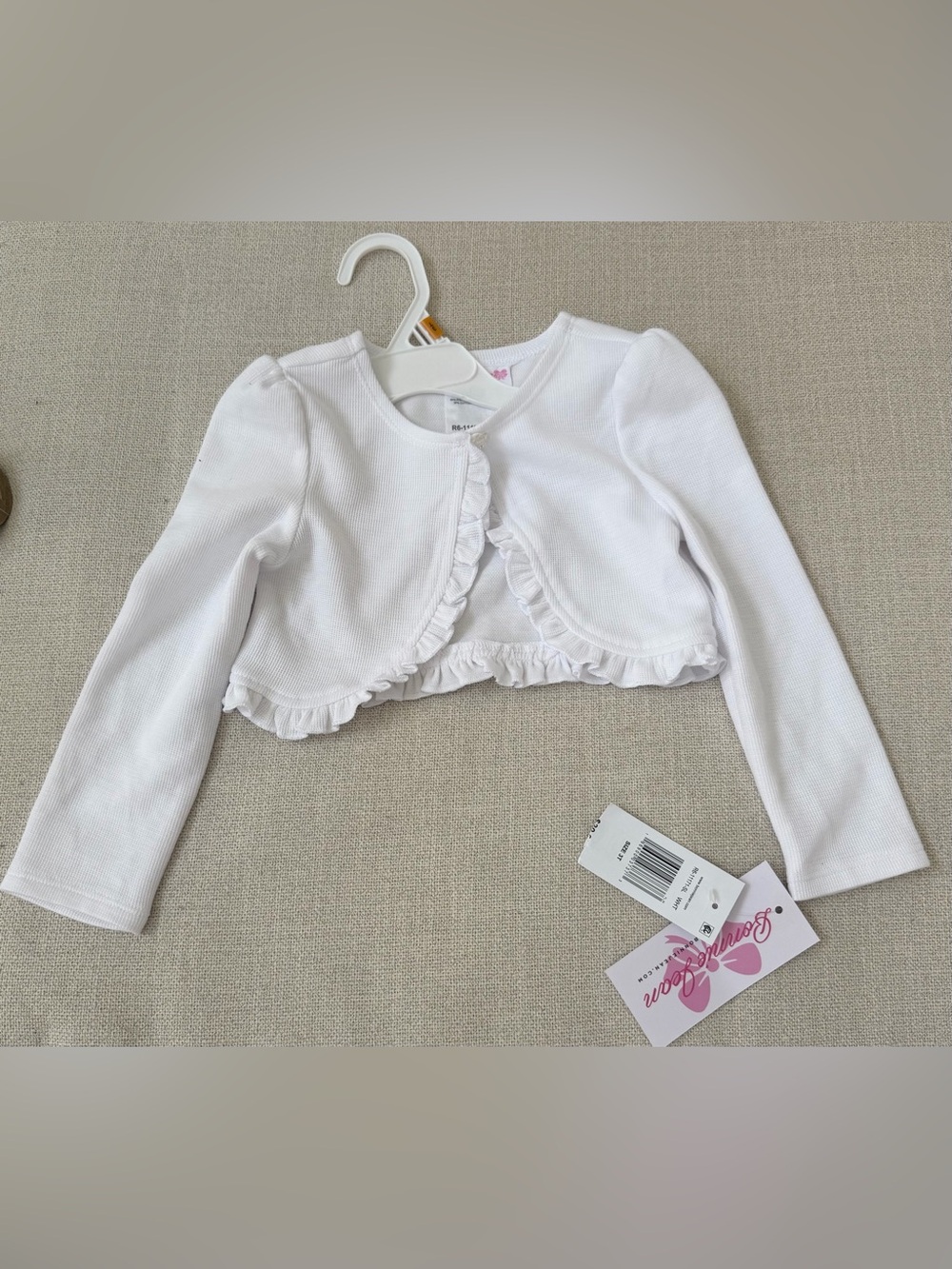 Bonnie Jean White Ruffle Trim Bolero Jacket